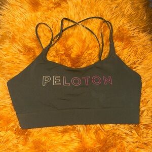 Peloton Dark Green Sports Bra with Multicolor Logo